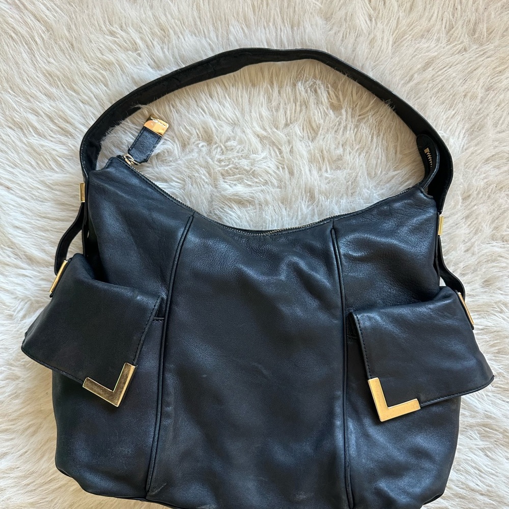 Michael Kors Beverly Black Shoulder Bag with Gold Accents Damaged